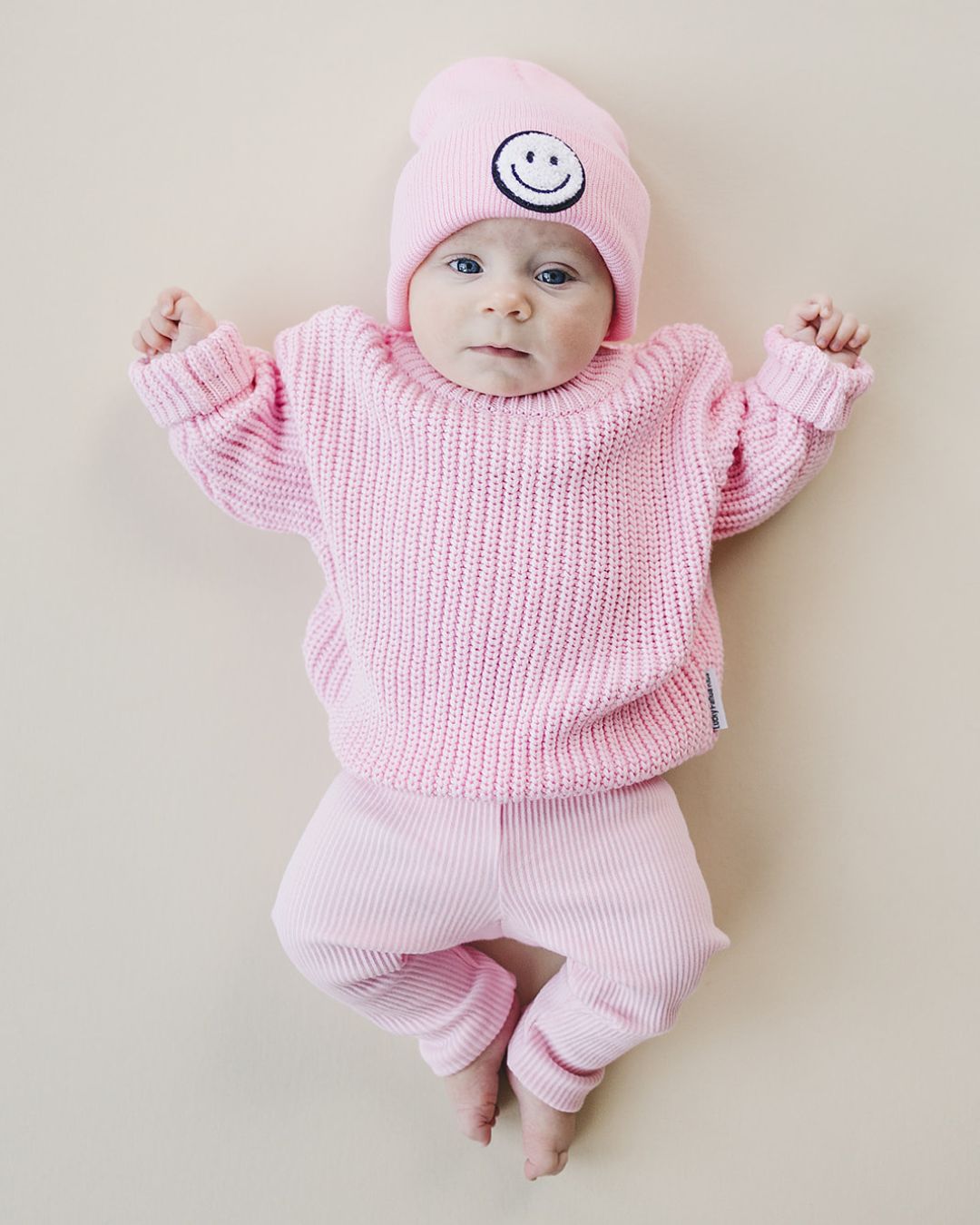 Smiley Beanie | Pink - HoneyBug