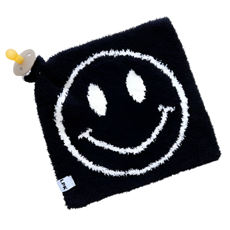 Smiley Plush Lovey | Black - HoneyBug