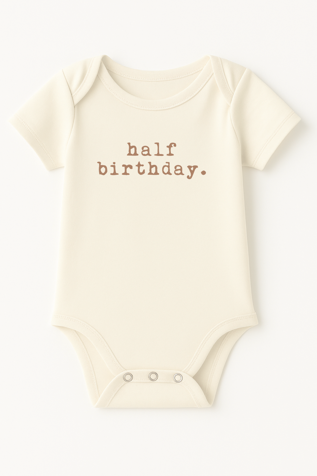 Half Birthday Clay Organic Cotton Baby Bodysuit Short Sleeve - HoneyBug