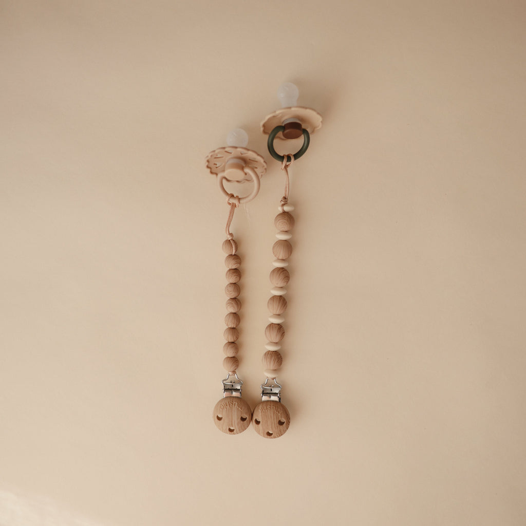 Silicone Pacifier Clip | Luna - Faux Wood - HoneyBug