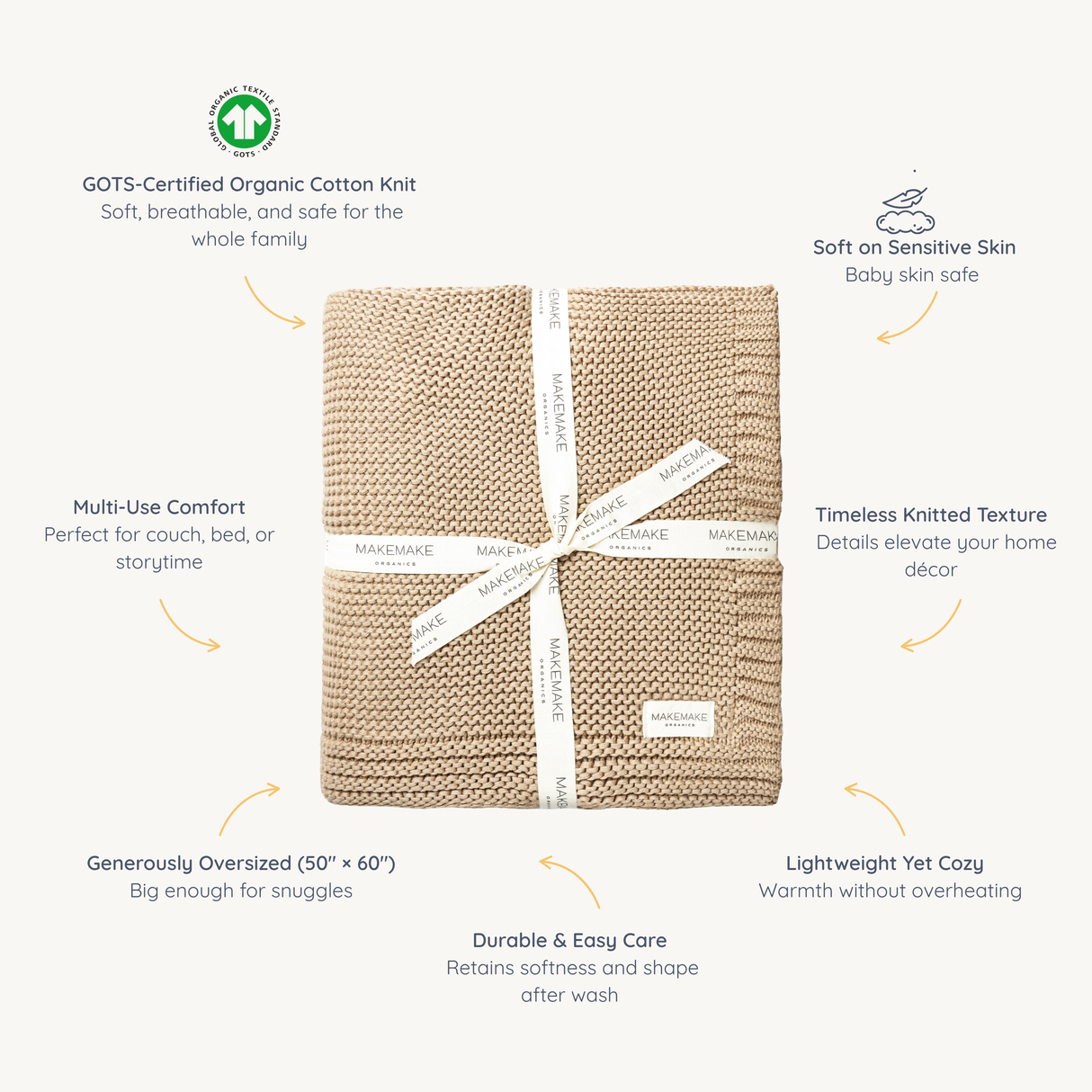 Organic Knit Throw Blanket - Sand