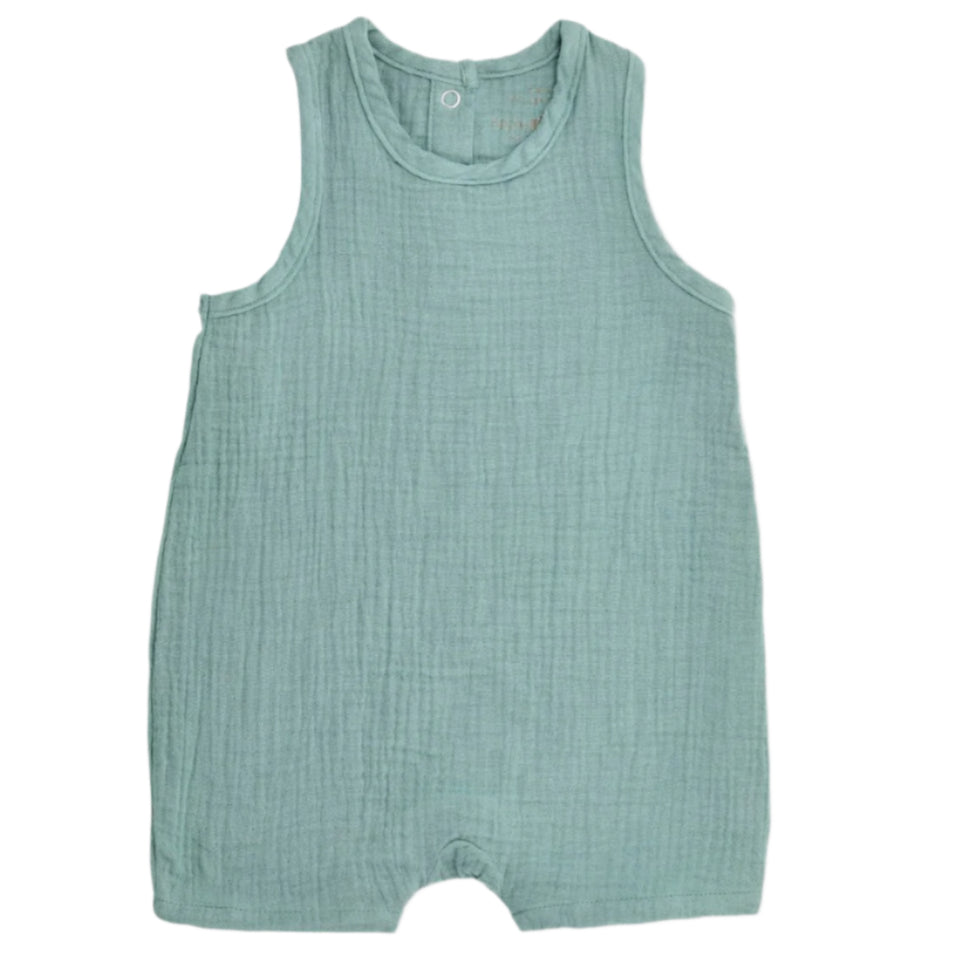 Muslin Sleeveless Coverall - Teal - HoneyBug