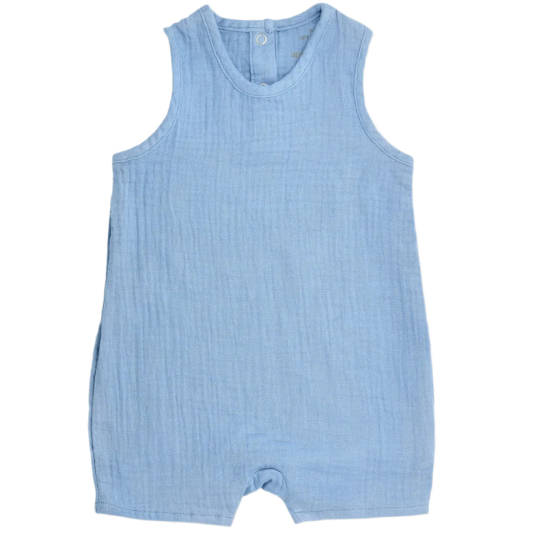 Muslin Sleeveless Coverall - Blue - HoneyBug