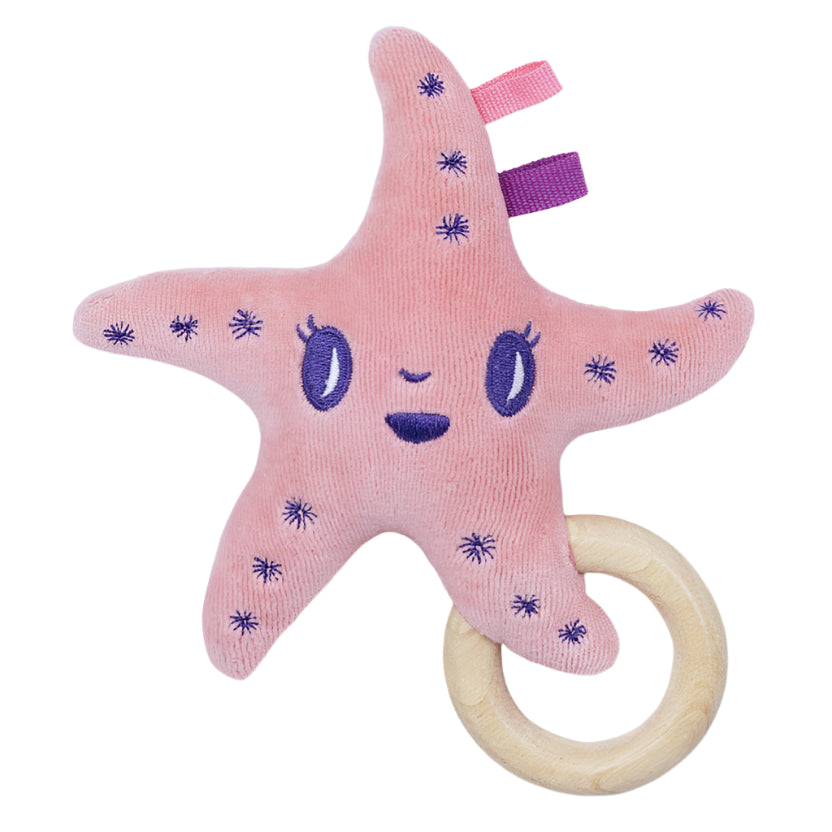Pink Sea Star Teething Rattle - HoneyBug