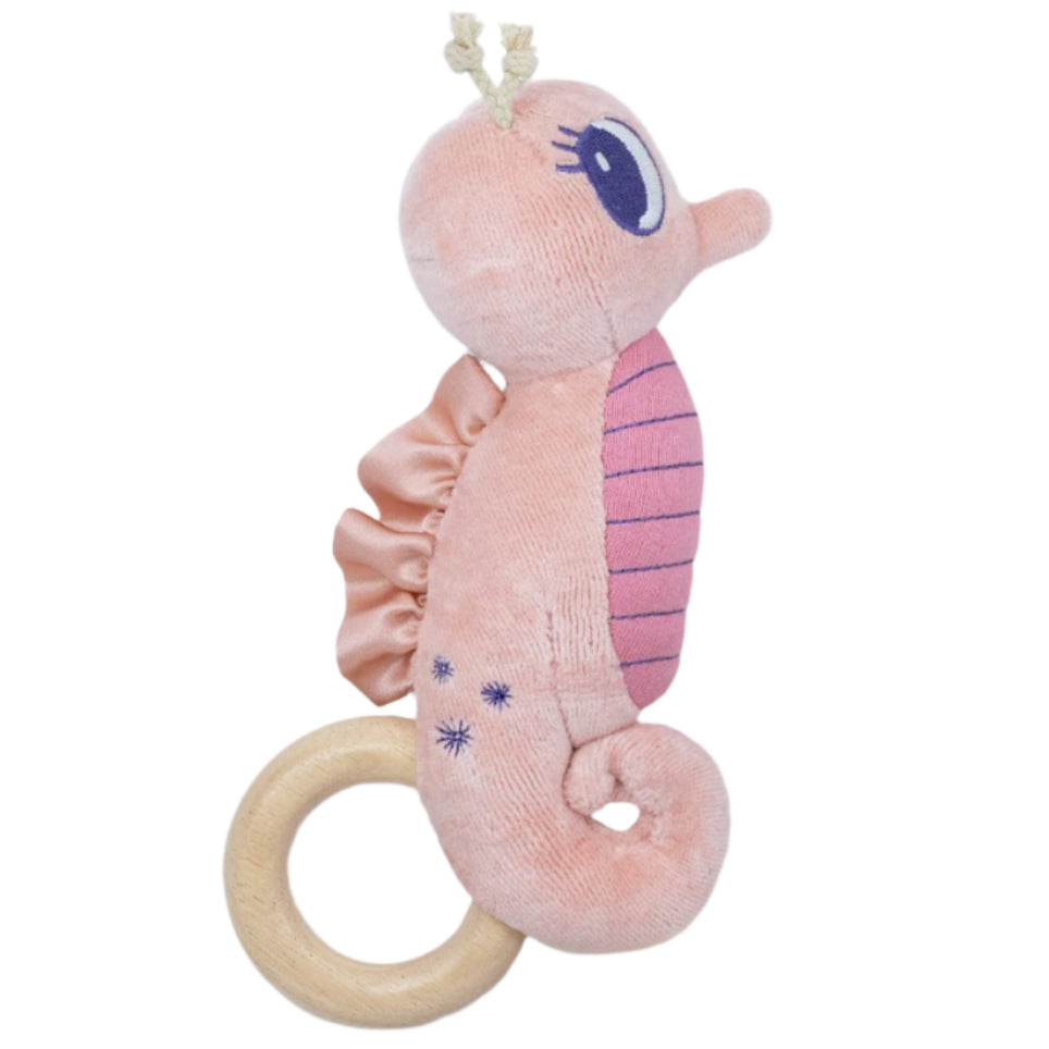 Pink Seahorse Teething Rattle - HoneyBug