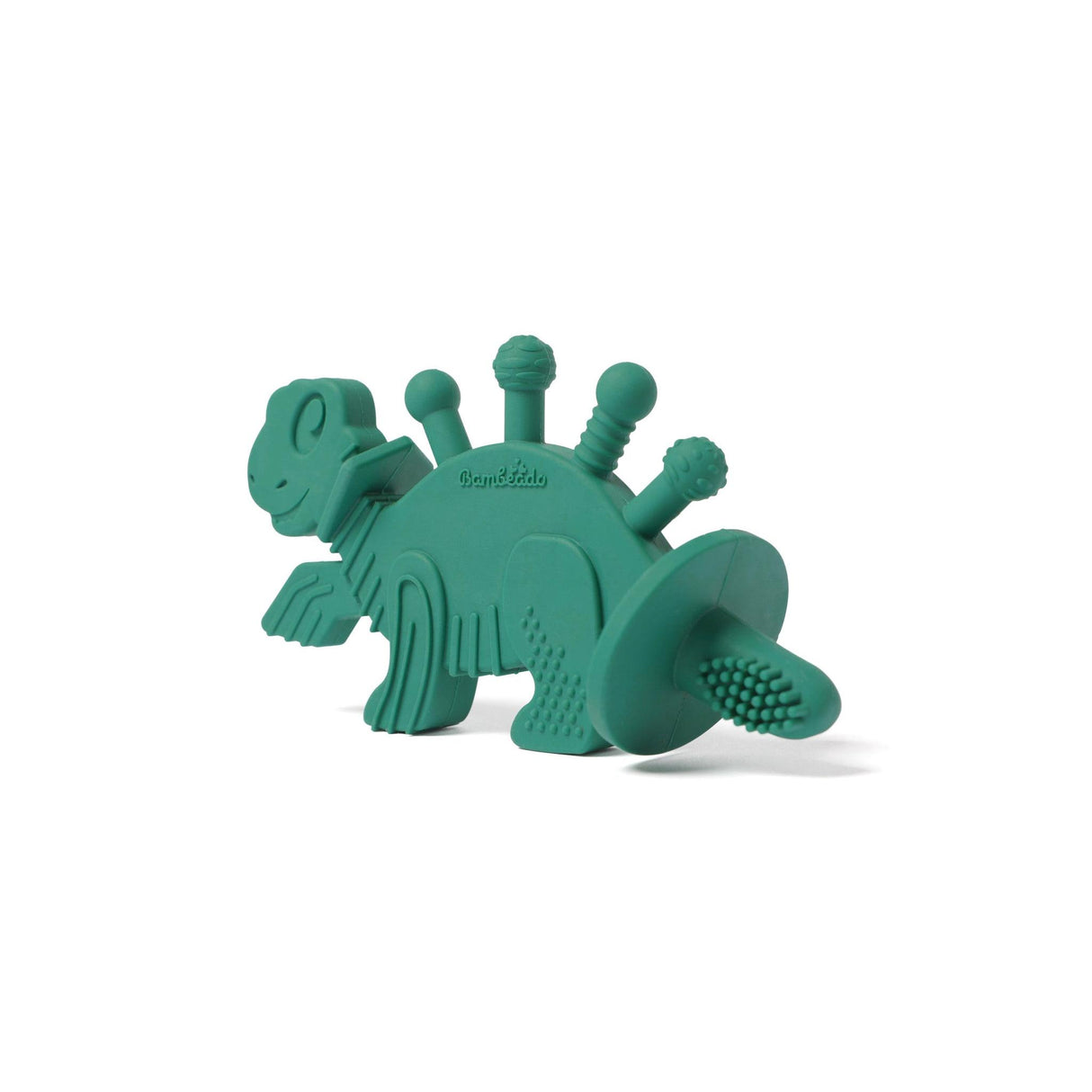 Dibly - Green - Baltic Amber & Natural Rubber Dinosaur Teether with Toothbrush Tail- - HoneyBug