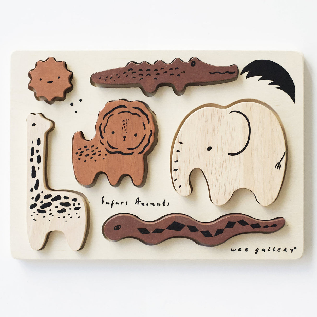 Wooden Tray Puzzle - Safari Animals - HoneyBug