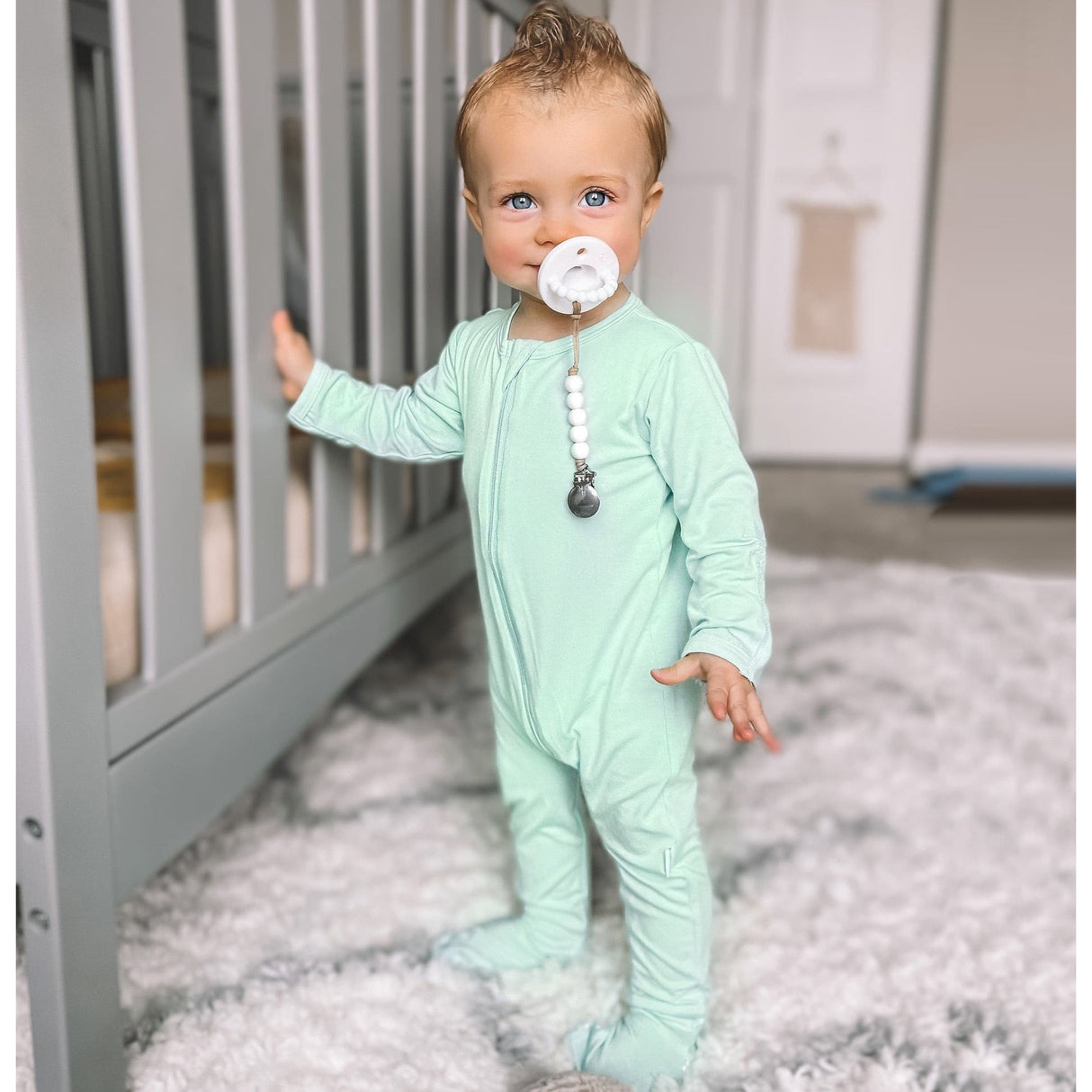 Green Zippered Footie - HoneyBug