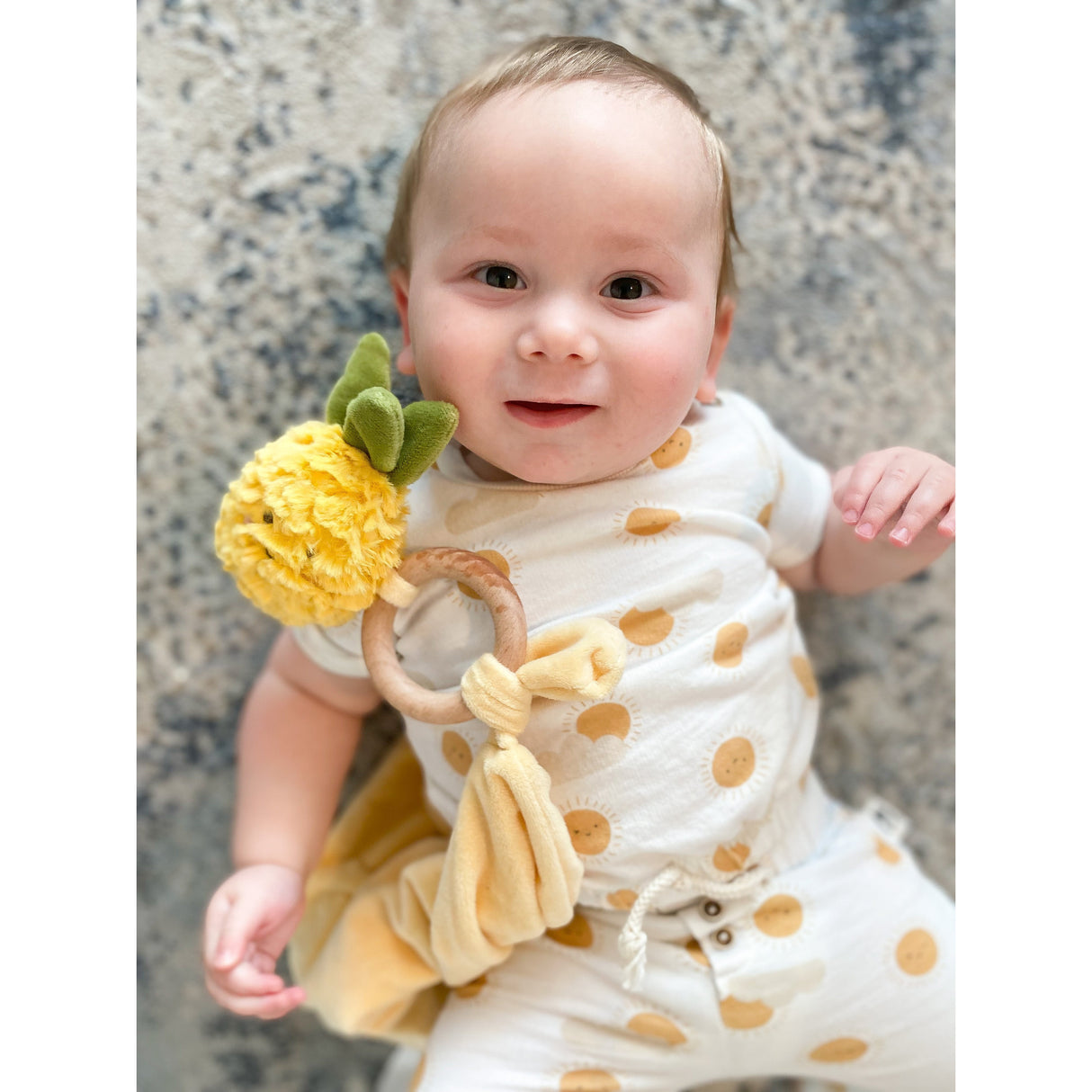 Pina Pineapple Wood Teether Security Blankie - HoneyBug