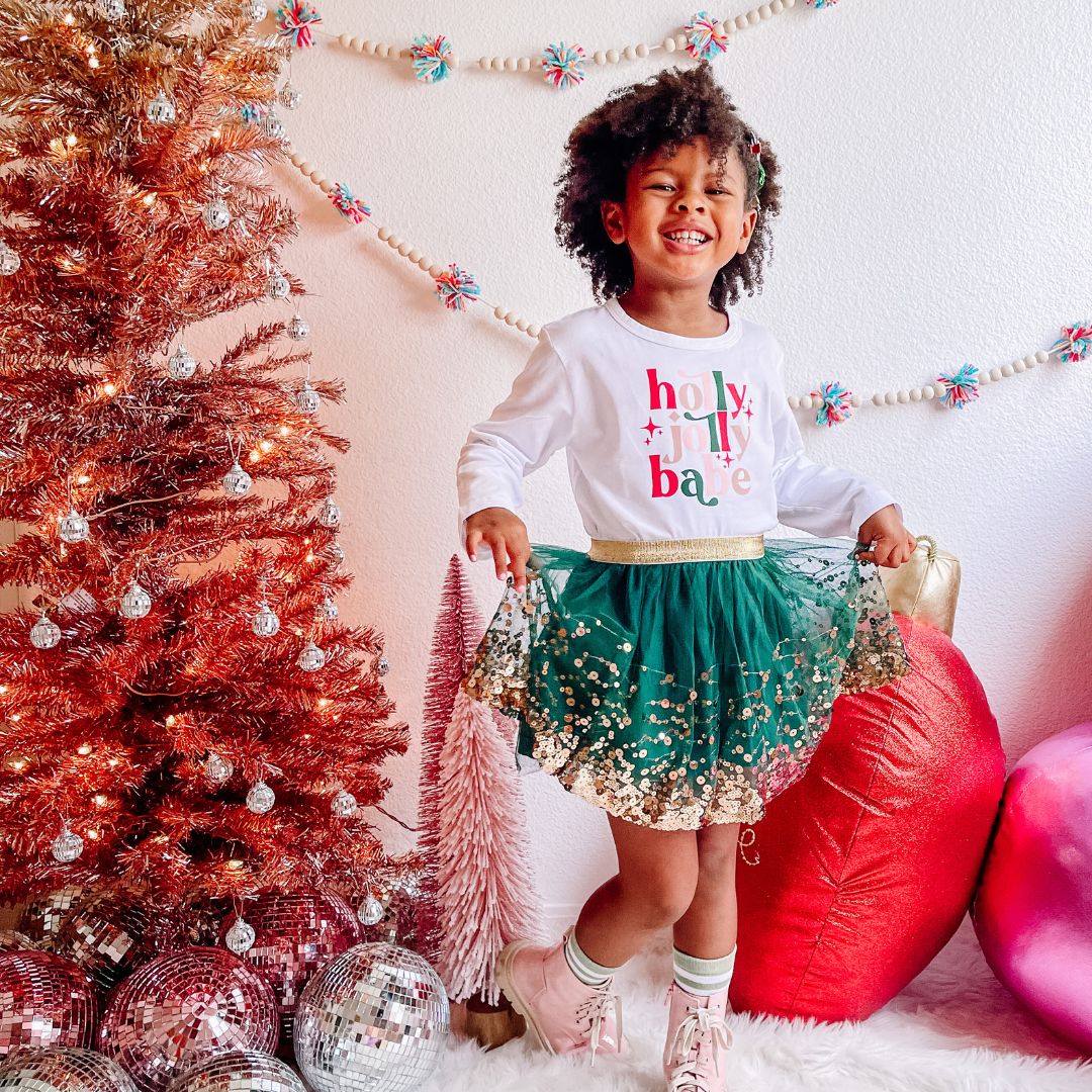 Holly Jolly Babe Long Sleeve Shirt - White - HoneyBug