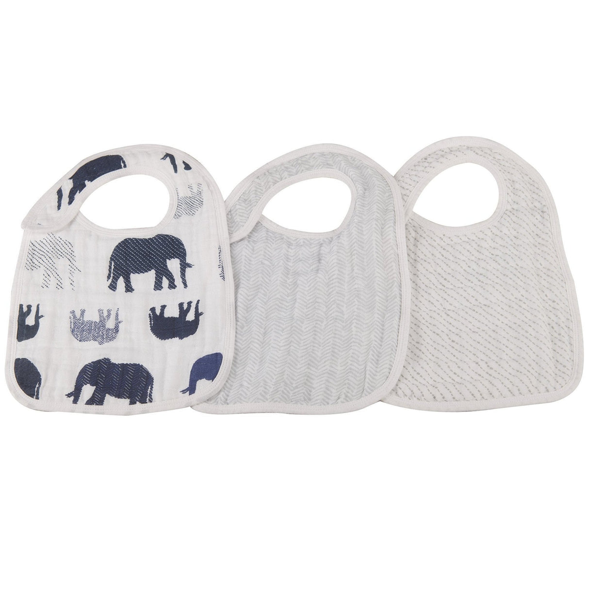 In the Wild Elephant Cotton Muslin Snap Bibs 3PK - HoneyBug