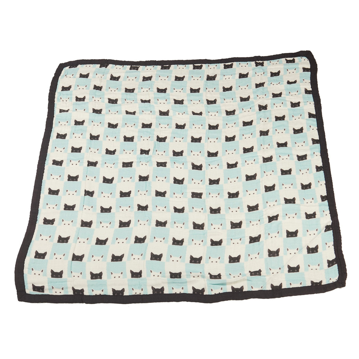 Peek-A-Boo Cats and Pencil Stripe Bamboo Muslin Newcastle Blanket - HoneyBug