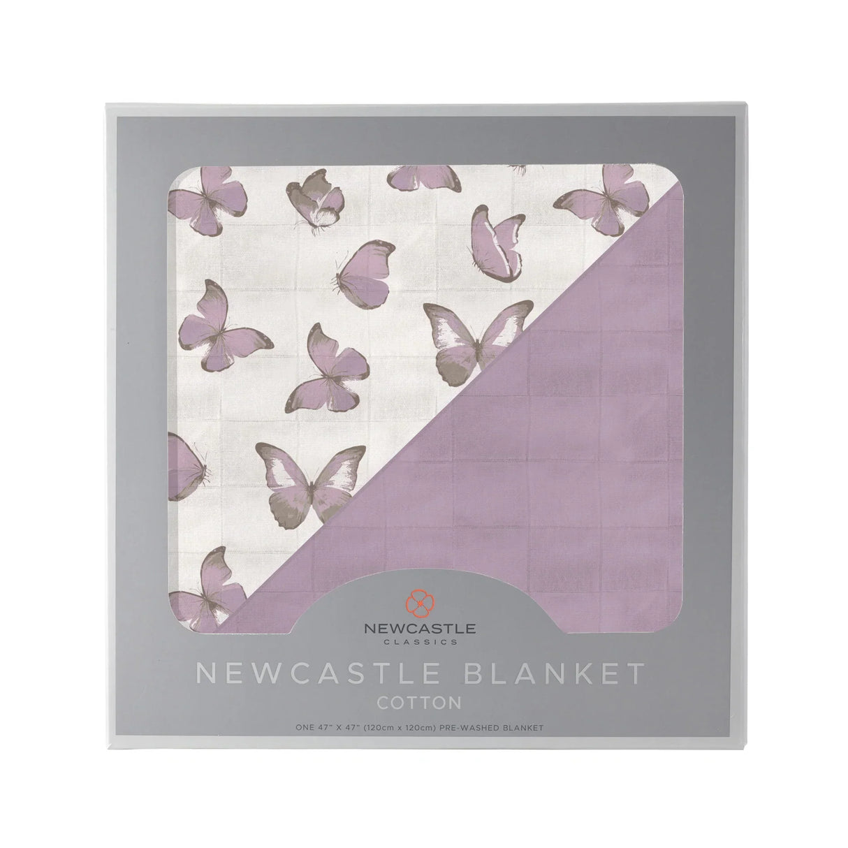 Winsome Butterflies and Orchid Lavender Cotton Newcastle Blanket - HoneyBug