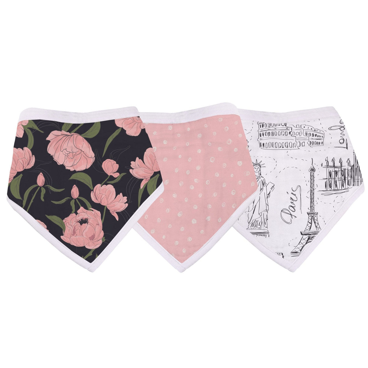 London, Paris, New York Bandana Bib - Set of 3 - HoneyBug