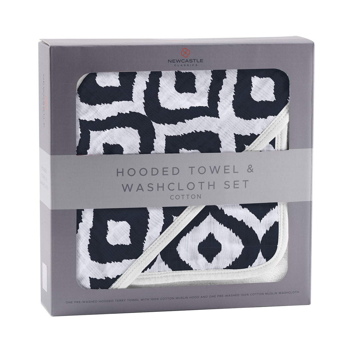 Moroccan Blue Hooded Towel and Washcloth Set - HoneyBug