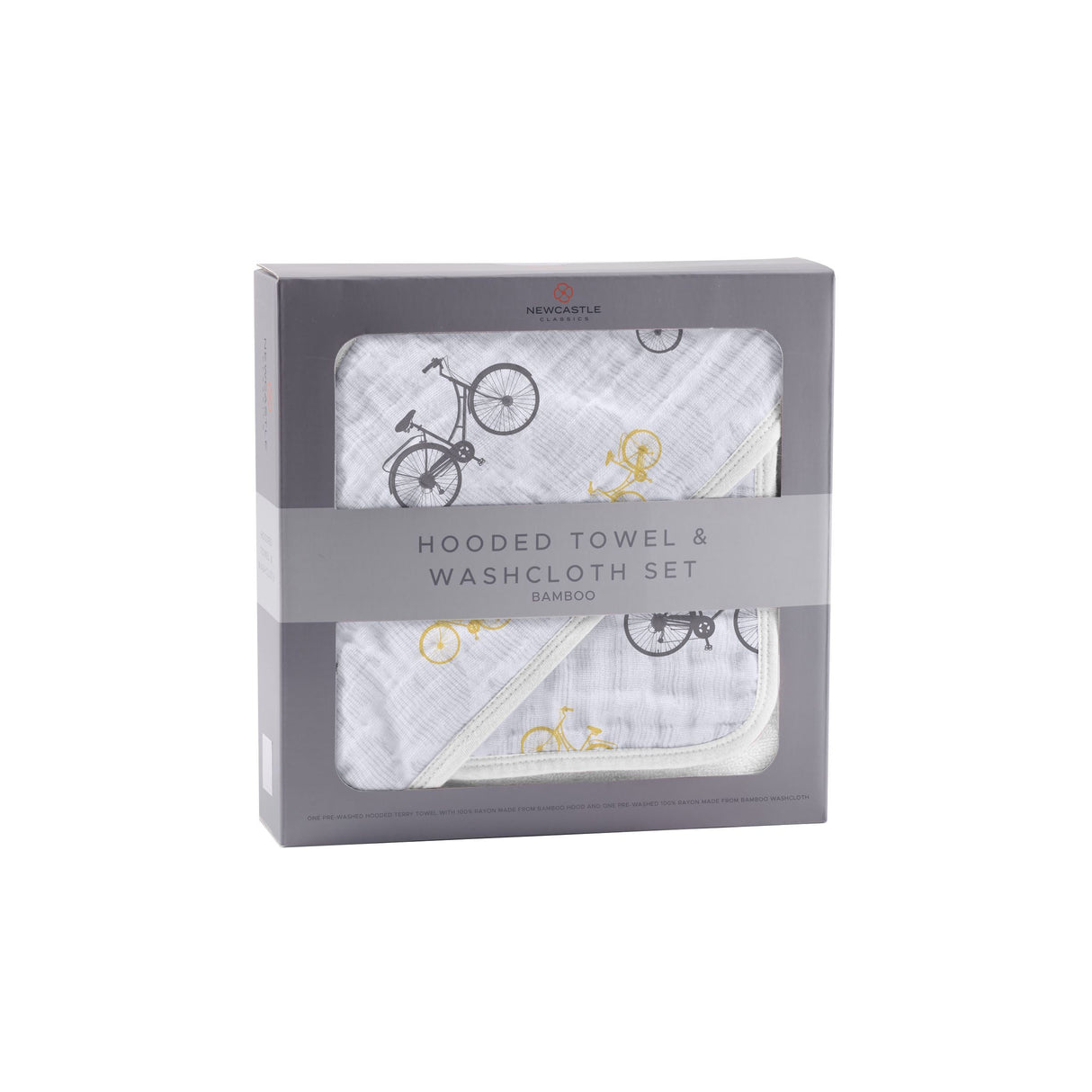 Vintage Bicycle Bamboo Muslin Hooded Towel and Washcloth Set - HoneyBug