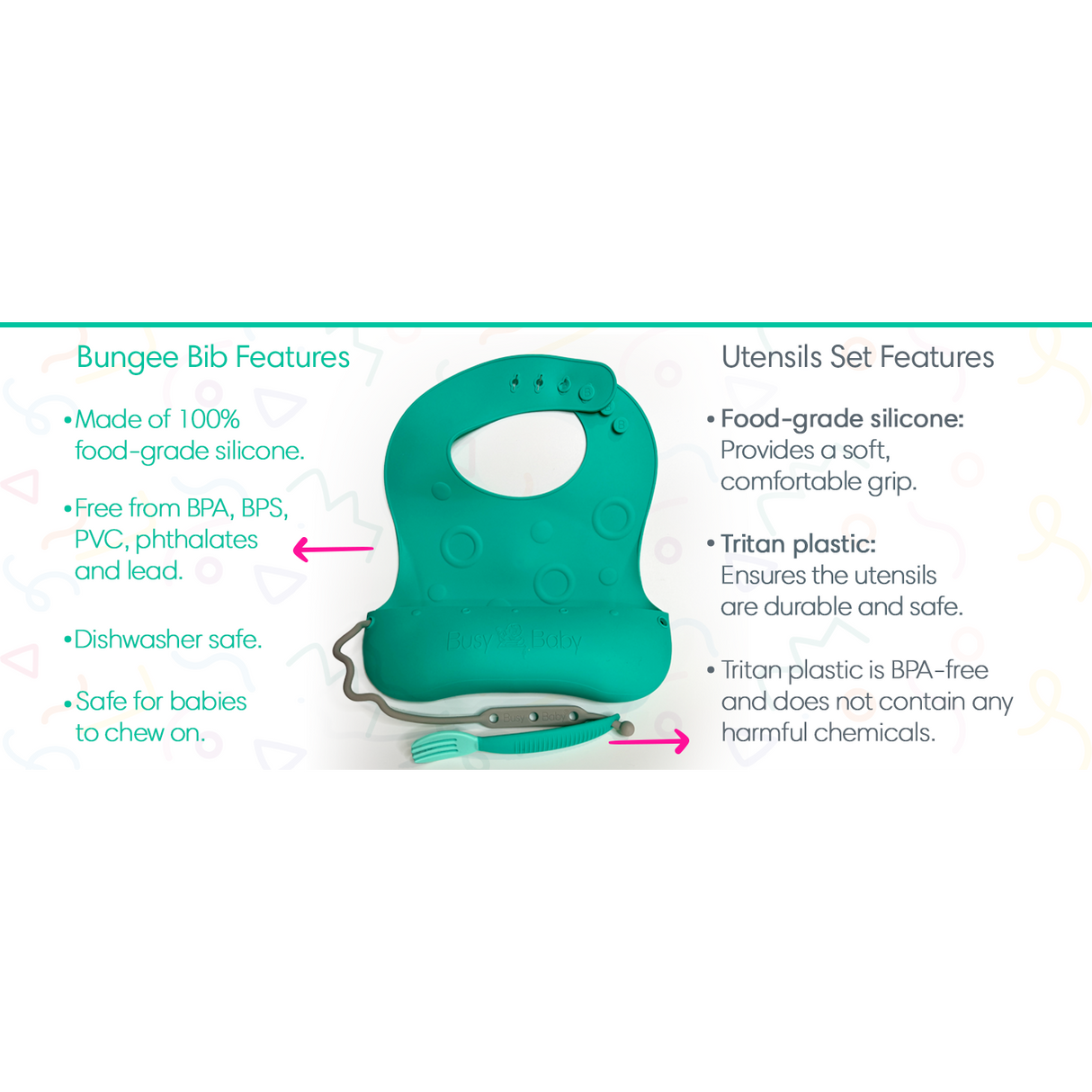 Busy Baby Bungee Bib & Utensil Set - HoneyBug