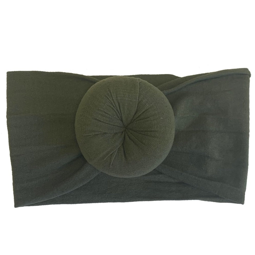 Olive Nylon Donut Baby Headband - HoneyBug