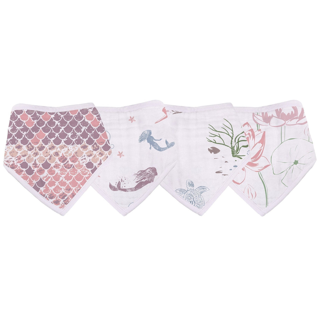 Under The Sea Bamboo Bandana Bib 4PK - HoneyBug