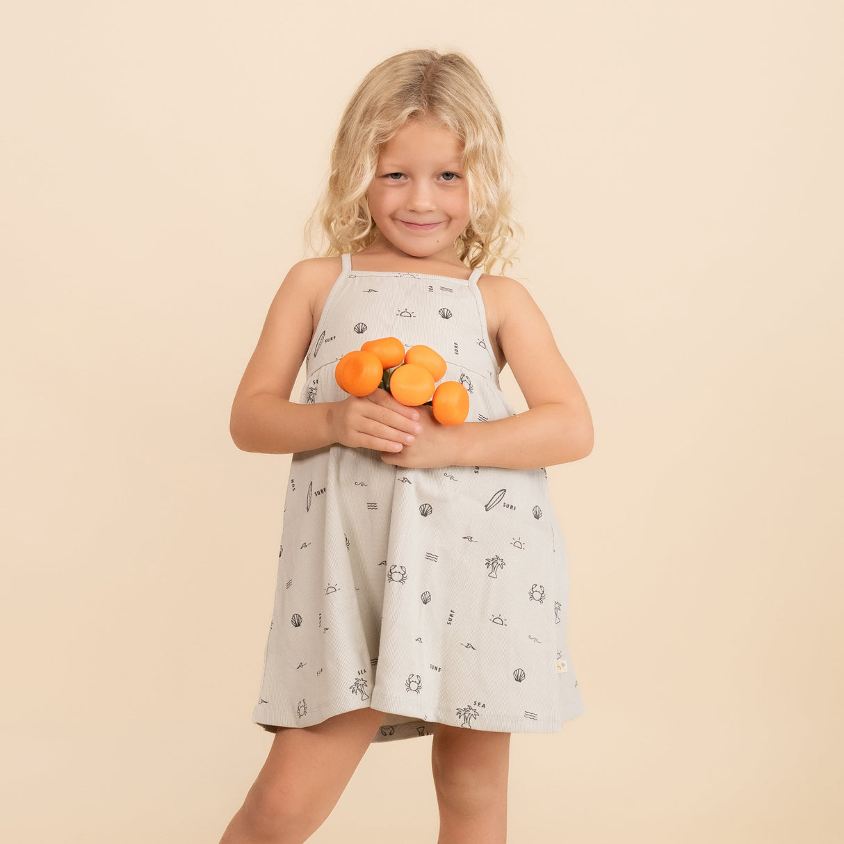 Organic Tie Back Strap Dress - Surf - HoneyBug 