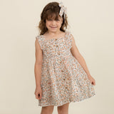 Organic Flutter Buttoned Tiered Dress - Magnolia - HoneyBug 