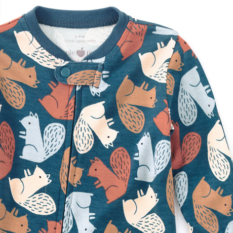 Bamboo Blend Zip Footie - Squirrel Scurry
