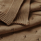 Organic Cotton Pointelle Baby Blanket - Brown - HoneyBug 
