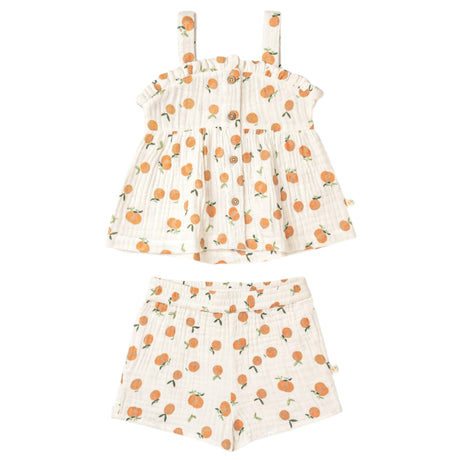 Organic Peplum Top & Shorts Set - Mandarin - HoneyBug 