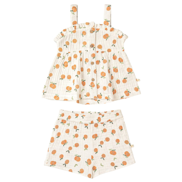 Organic Peplum Top & Shorts Set - Mandarin - HoneyBug 