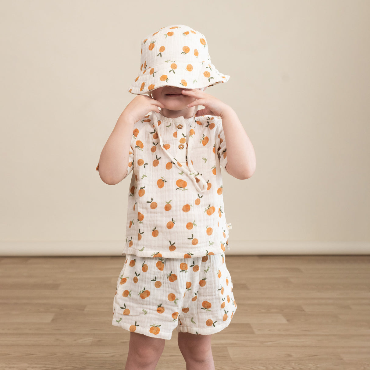 Organic Raglan Shirt & Shorts Set - Mandarin - HoneyBug 