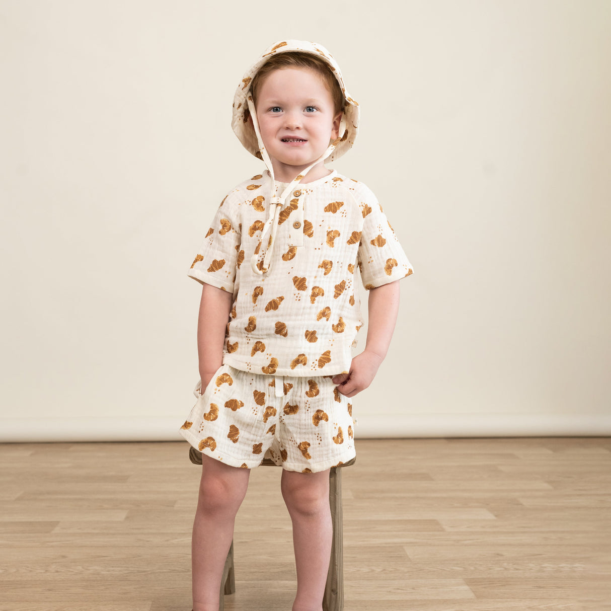 Organic Raglan Shirt & Shorts Set - Croissant - HoneyBug 