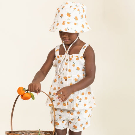 Organic Peplum Top & Shorts Set - Mandarin - HoneyBug 