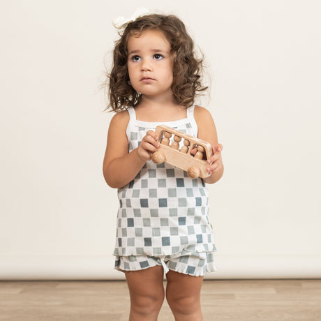 Organic Spaghetti Top & Short Set - Chequered - HoneyBug 