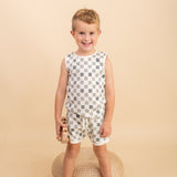 Organic Tank & Tee Shorts Set - Chequered - HoneyBug 