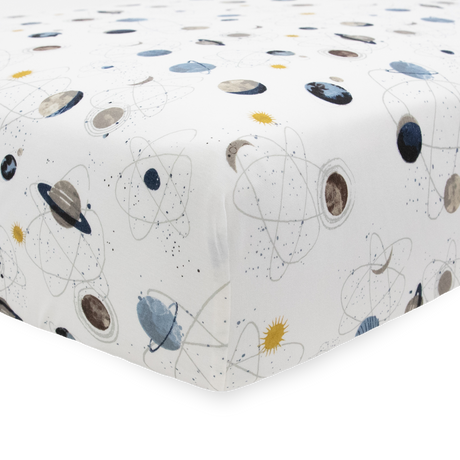 Stretch Knit Crib Sheet - Planets - HoneyBug 