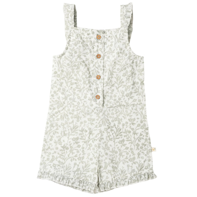 Organic Flutter Jumpsuit - Sage Floral - HoneyBug 