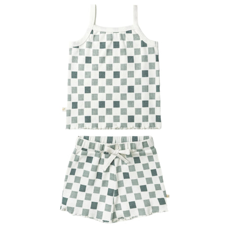 Organic Spaghetti Top & Short Set - Chequered - HoneyBug 