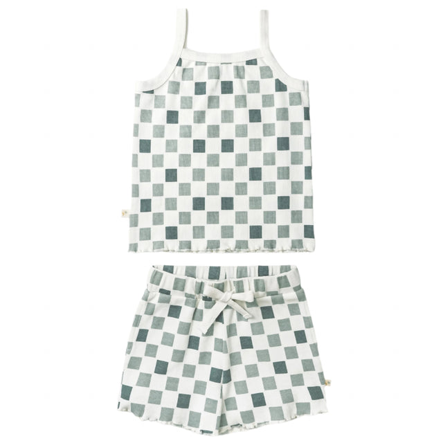 Organic Spaghetti Top & Short Set - Chequered - HoneyBug 