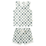 Organic Tank & Tee Shorts Set - Chequered - HoneyBug 