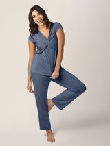 Davy Nursing & Maternity Pajama Set | Slate Blue - HoneyBug 
