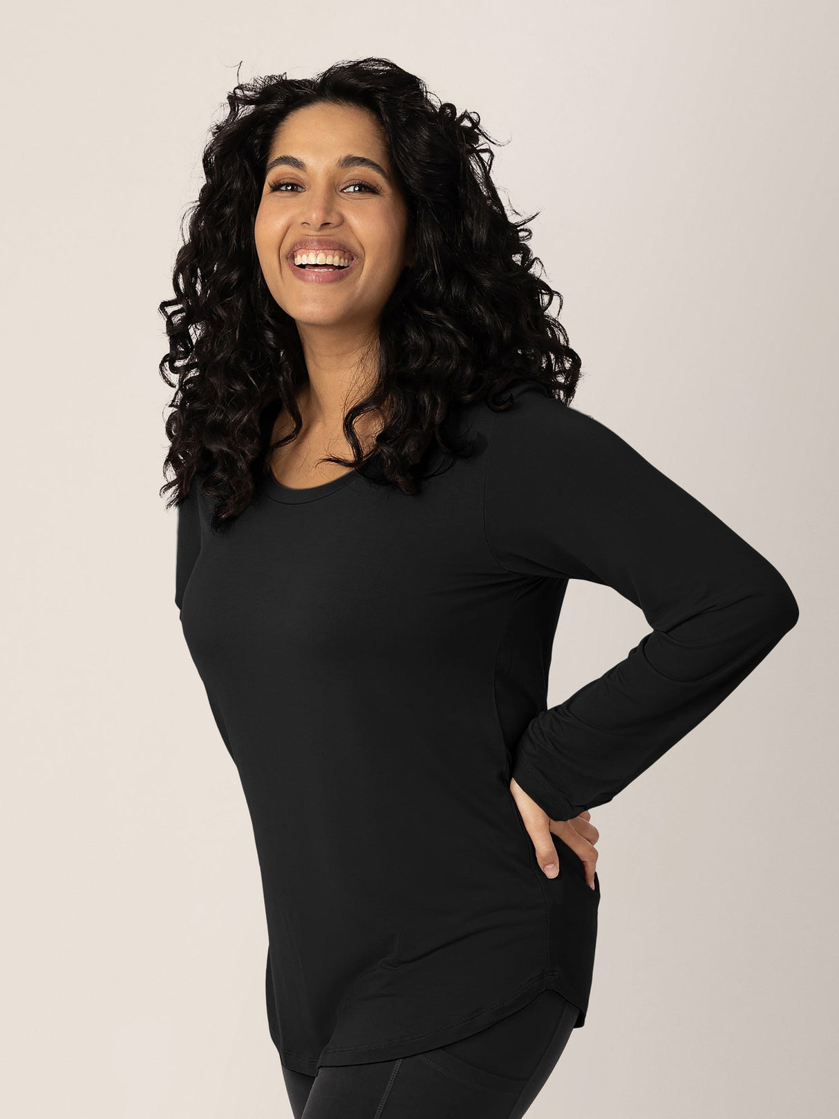 Bamboo Nursing & Maternity Long Sleeve T-shirt | Black - HoneyBug 