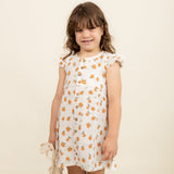 Organic Button Flutter Dress - Mandarin - HoneyBug 