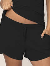 Bamboo Maternity & Postpartum Lounge Shorts | Black - HoneyBug 