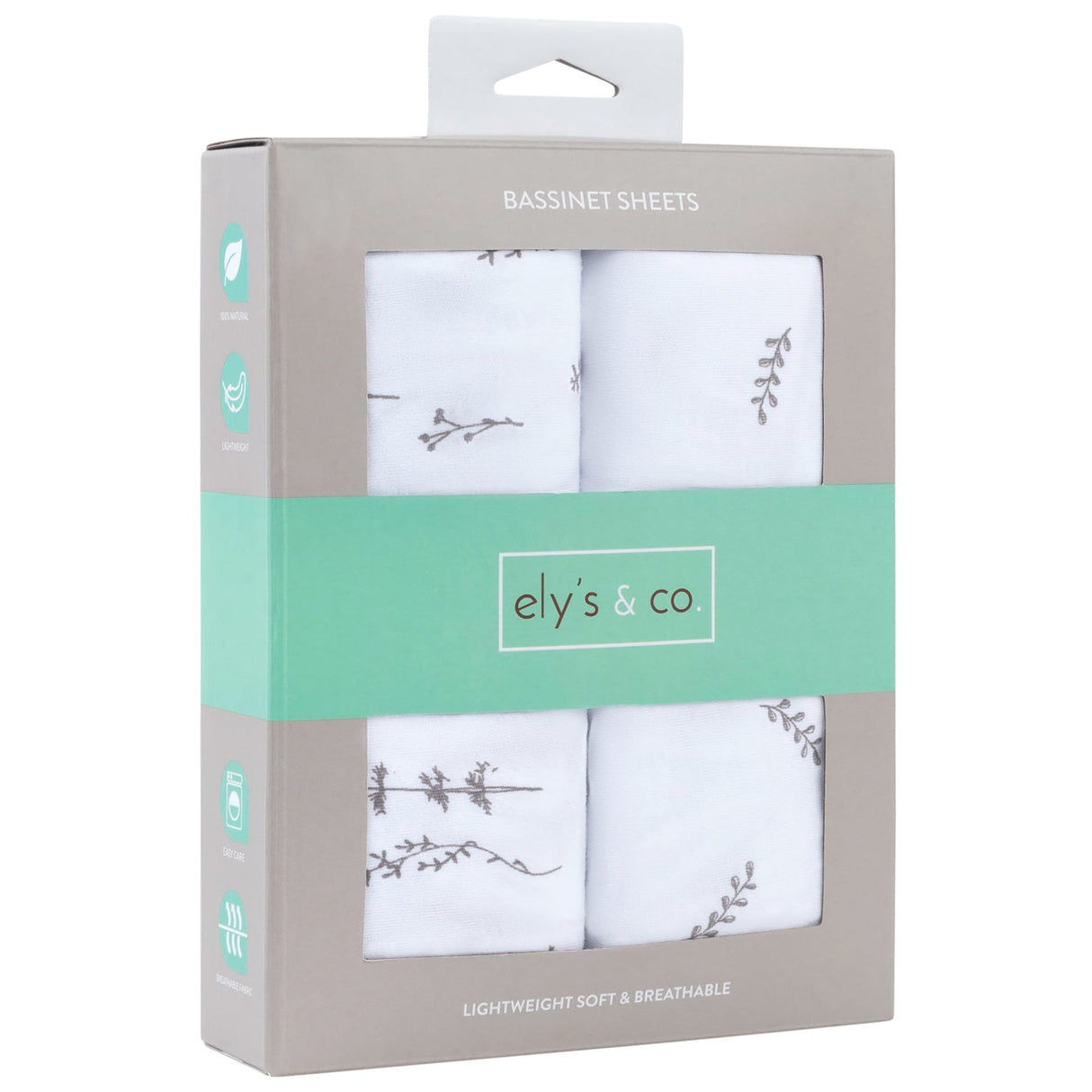 Bassinet Sheet Set - Forest Grey Leaf