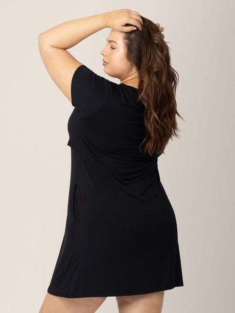 Eleanora Bamboo Maternity & Nursing Lounge Dress | Black - HoneyBug 