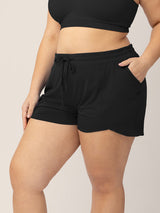 Bamboo Maternity & Postpartum Lounge Shorts | Black - HoneyBug 