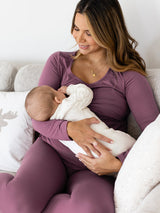 Jane Nursing Pajama Set | Burgundy Plum - HoneyBug 
