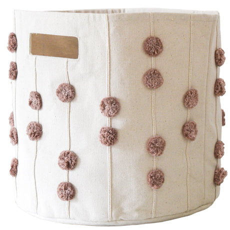 Handmade Canvas Storage Basket Pom Pom - Pecan - HoneyBug 
