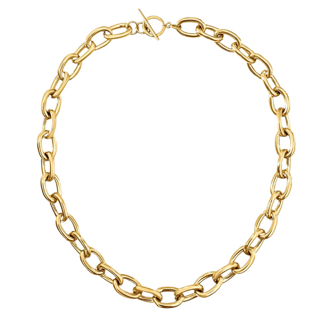 Allegra Chunky Oval Chain Toggle Necklace - HoneyBug 