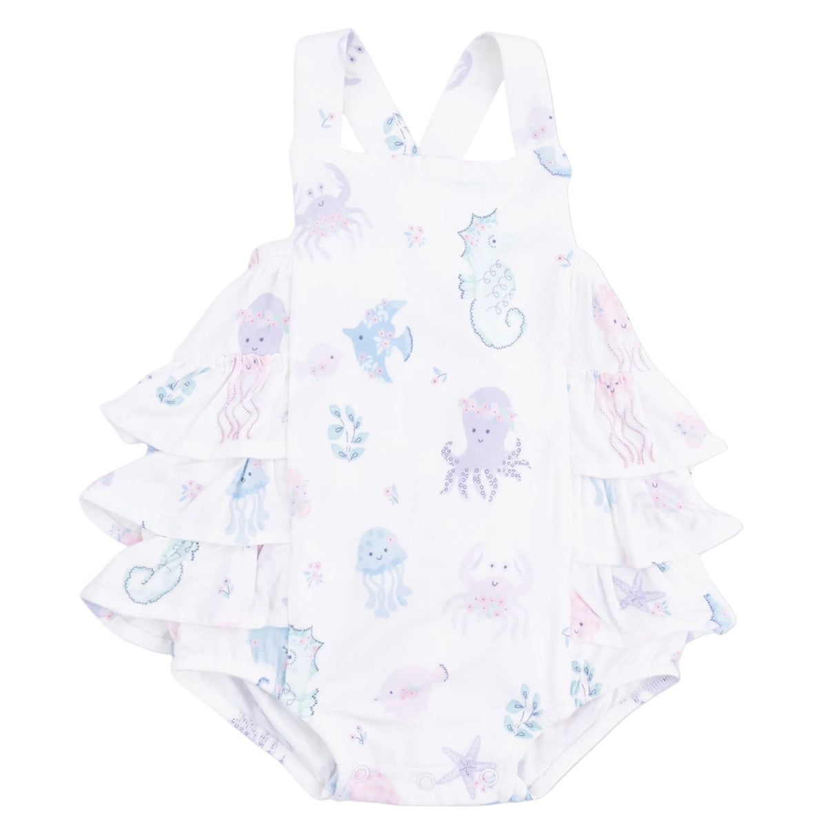 Floral Sea Creatures - Ruffle Sunsuit